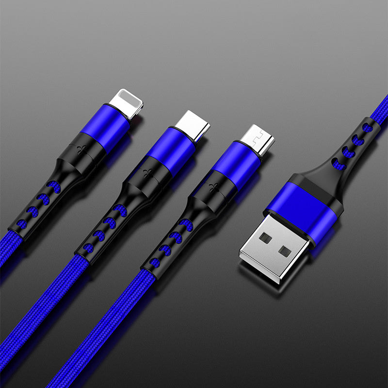 Braided 3in1 Data Cable For Android Fast Charging 120cm