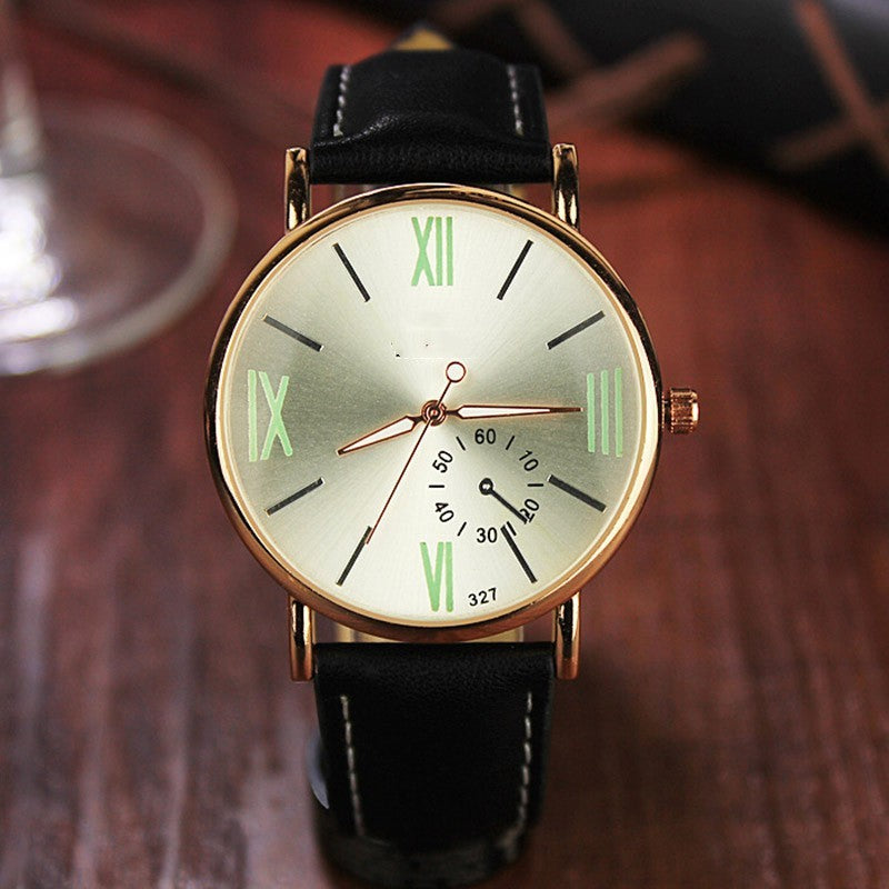 Roman Scale Waterproof Luminous Men’s Watch – Black/Brown Strap Color Options