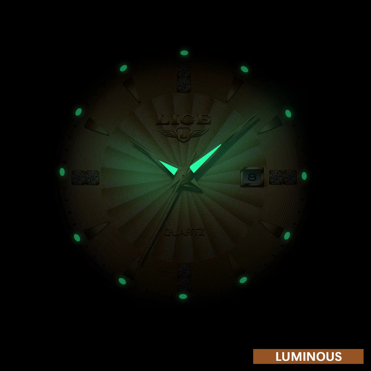 Luxury Men's Business Waterproof Stainless Steel Quartz Watch with Luminous Calendar