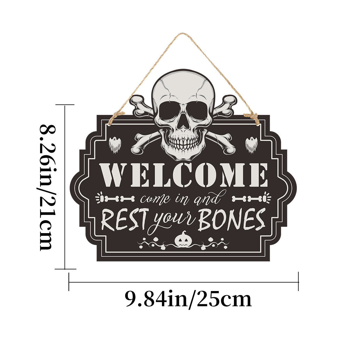 Halloween Doorplate Decoration Imitation Wood Grain Haunted House Wall Sign