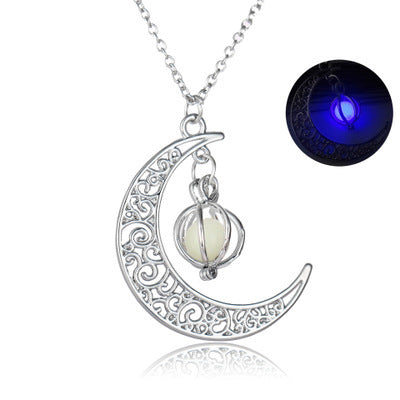 Women’s Luminous Moon Stone Necklace Natural Healing Pendant Glow Jewelry Gift