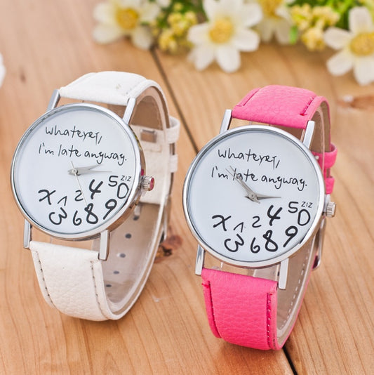 Elegant Womens Quartz Watch With PU Strap Round Dial