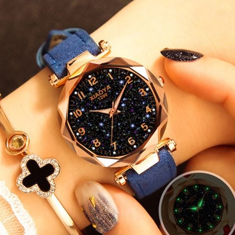 Star Sky Rose Gold Women Quartz Luxury Wristwatch 35mm Dial