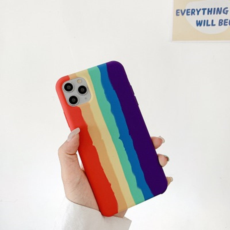 Apple Iphone Rainbow Liquid Silicone Phone Case Back Cover