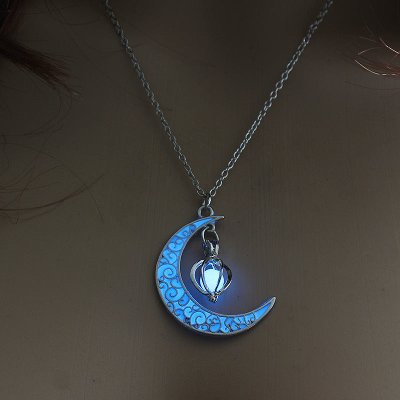 Glowing Pendant Necklace Silver Plated Chain Luminous Jewelry Gift for Women