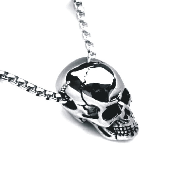 Men’s Titanium Steel Skull Necklace Gothic Punk Jewelry Fashion Pendant Chain