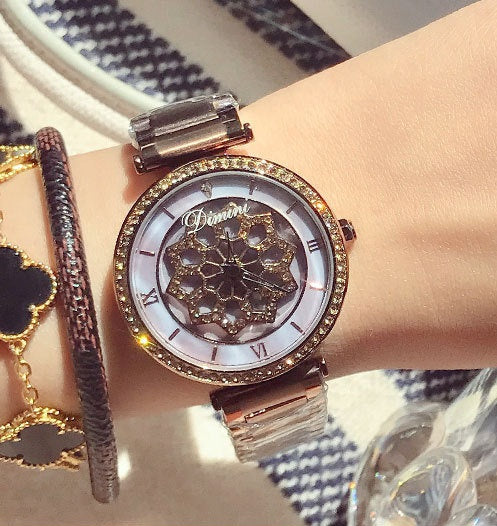 Time To Run Ladies Quartz Diamond Alloy Watch Waterproof