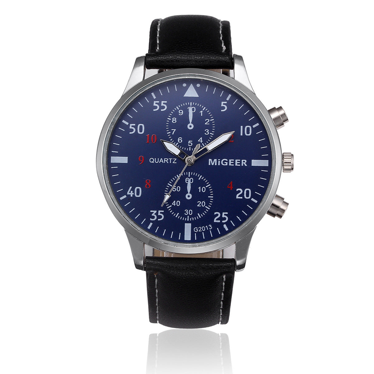 MIGEER Retro Men’s Quartz Watch 39mm Alloy Case PU Leather Strap Casual Analog