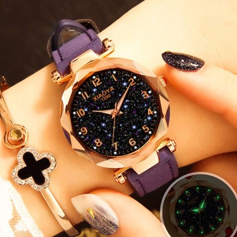 Star Sky Rose Gold Women Quartz Luxury Wristwatch 35mm Dial