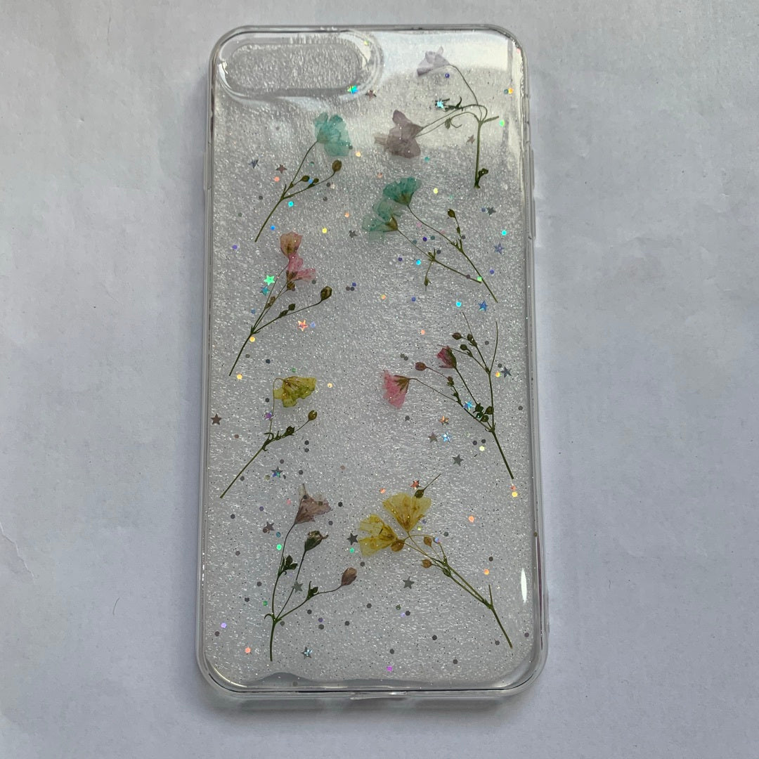 Real Flower Iphone Case Transparent TPU Anti Drop Cover