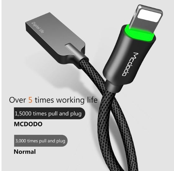 MCDODO Aluminum Alloy Braided Lightning Cable Fast Charge
