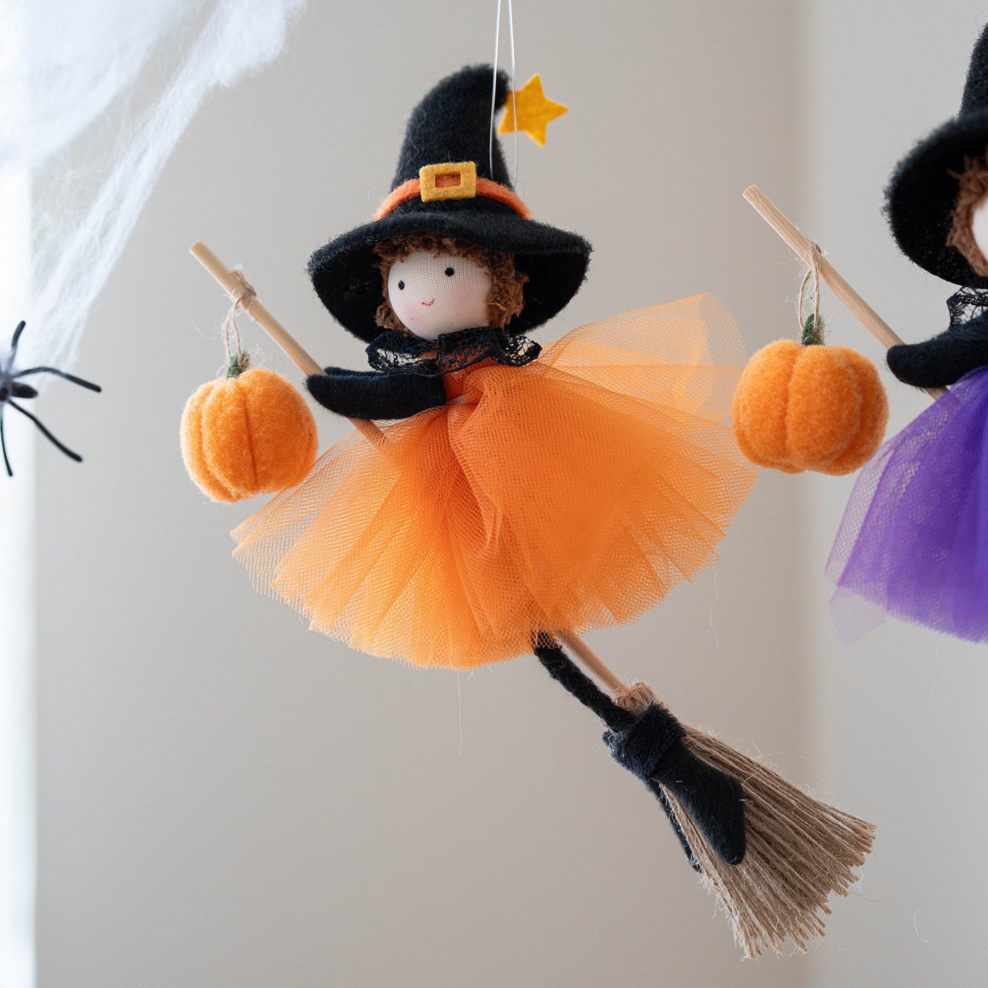 Halloween Broom Girl Angel Pendant Spooky Party Decoration Ornament