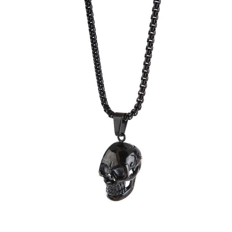 Halloween Skull Necklace Men Punk Style Titanium Steel Pendant Fashion Accessory
