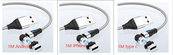 Magnetic Data Cable With LED Light for Android iOS Type C