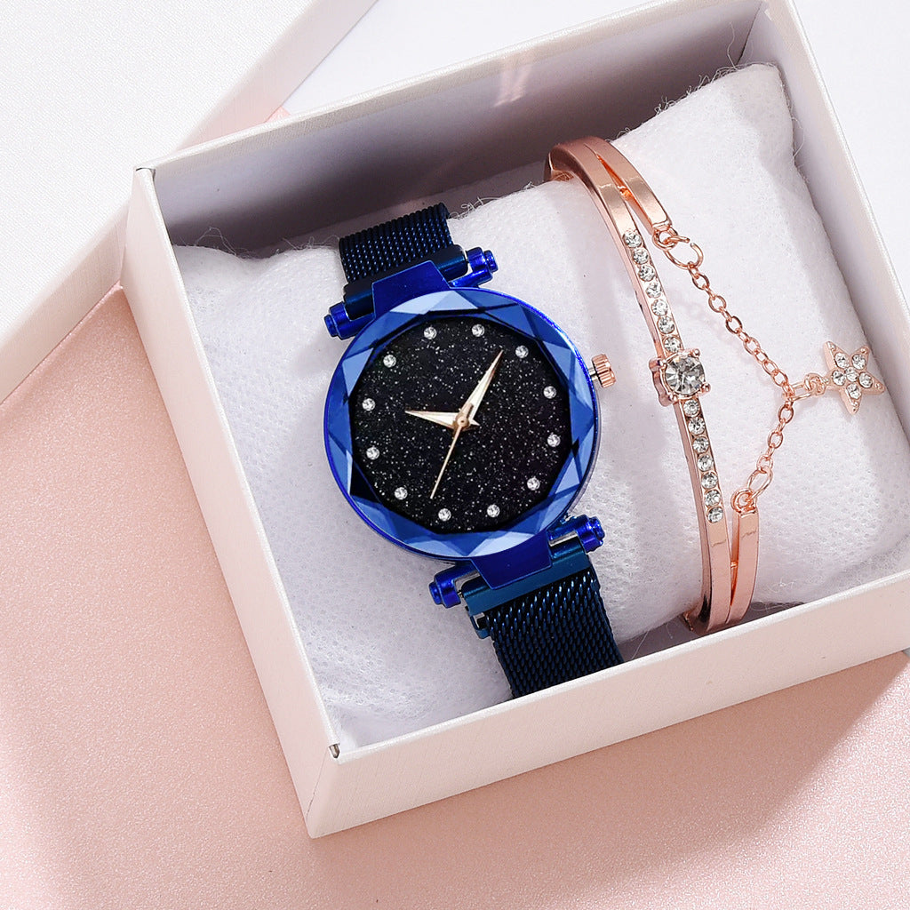 Luxury Women Watch Set With Bracelet Elegant Starry Sky