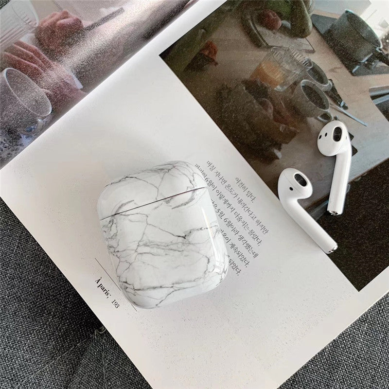 White Marble AirPods Case Compatible Apple Earphones