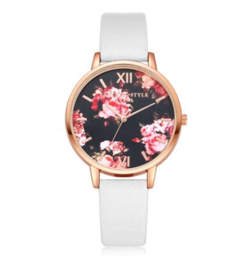 Rose Gold Leather Strap Women Watch Quartz Love Heart Dial