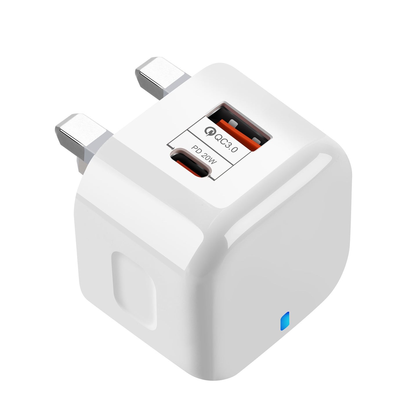 Dual Port QC3 PD20W Fast Charger For All Regions White