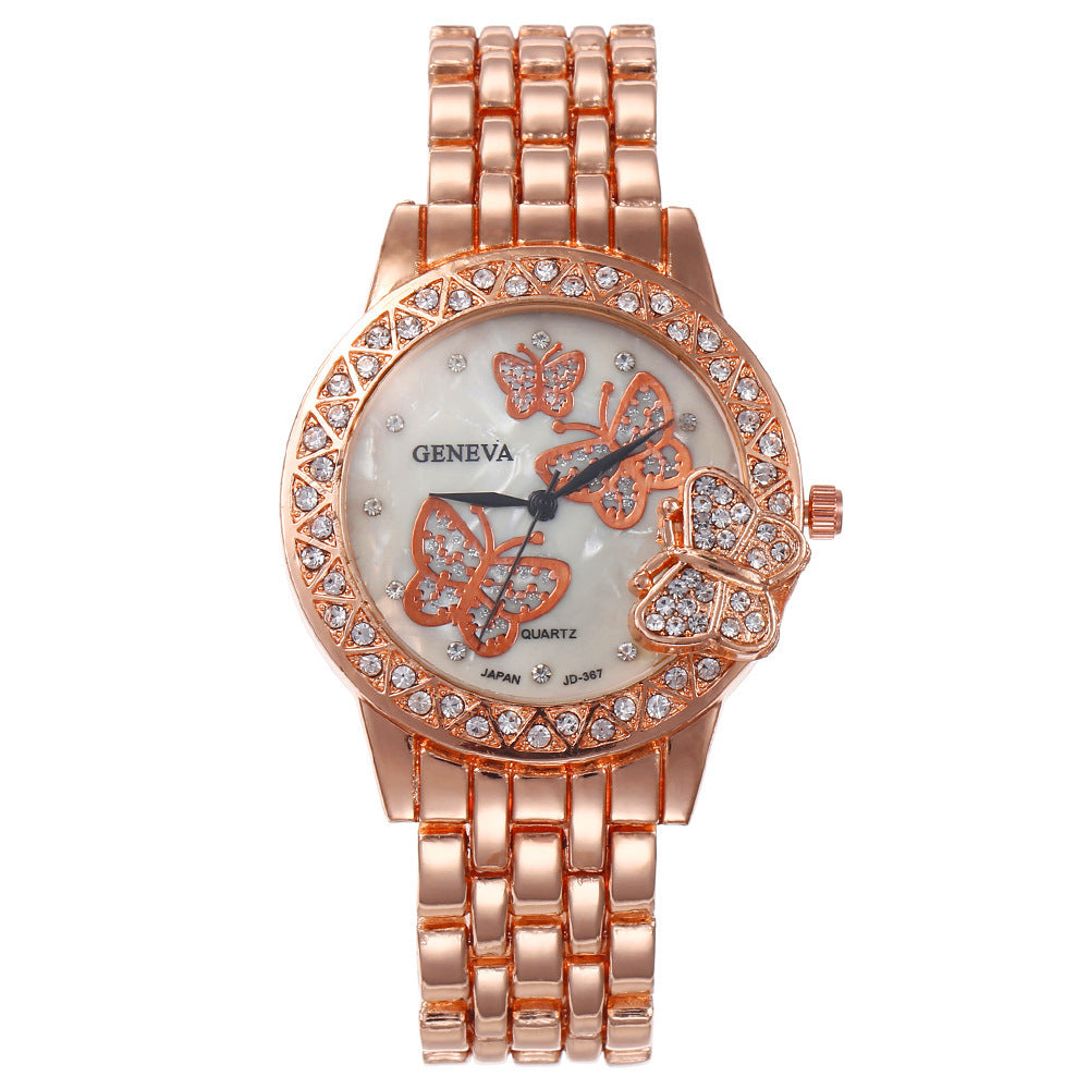Diamond Butterfly Alloy Watch For Women Casual Quartz
