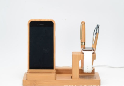 Wooden Bamboo Universal Phone Stand With Four USB Ports