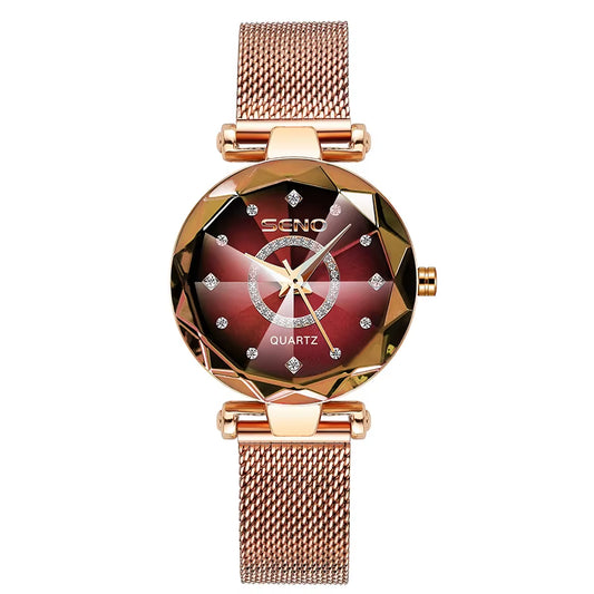 Rose Gold Women’s Luxury Quartz Bracelet Watch – Free Shipping Includes Case