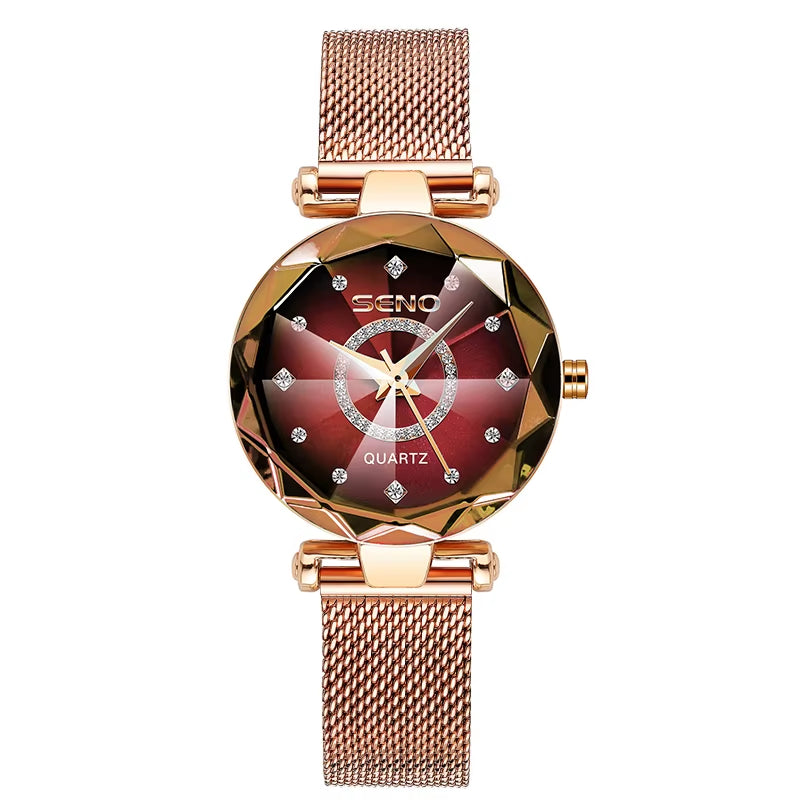 Luxury Rose Gold Crystal Ladies Quartz Wrist Watch – Free Shipping Includes Case