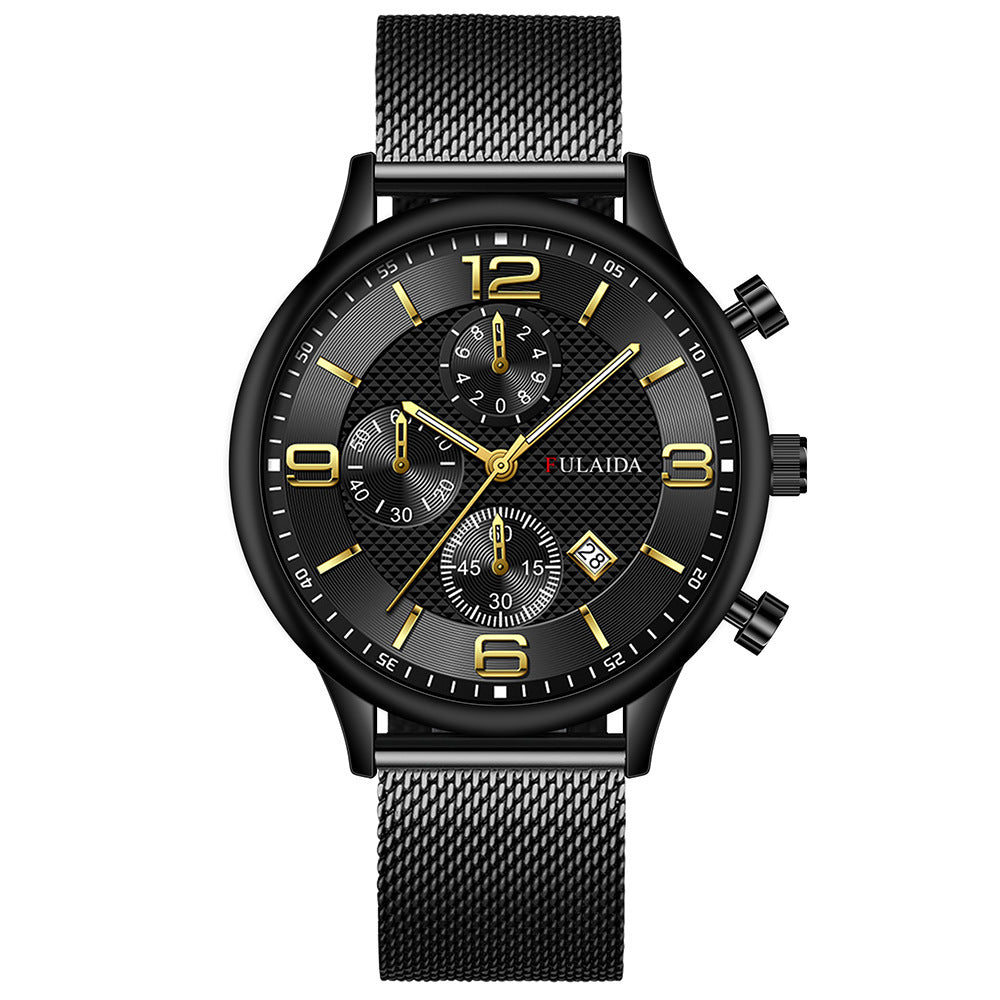 Men’s Mesh Strap Calendar Quartz Casual Watch – All-Match Styles & Colors