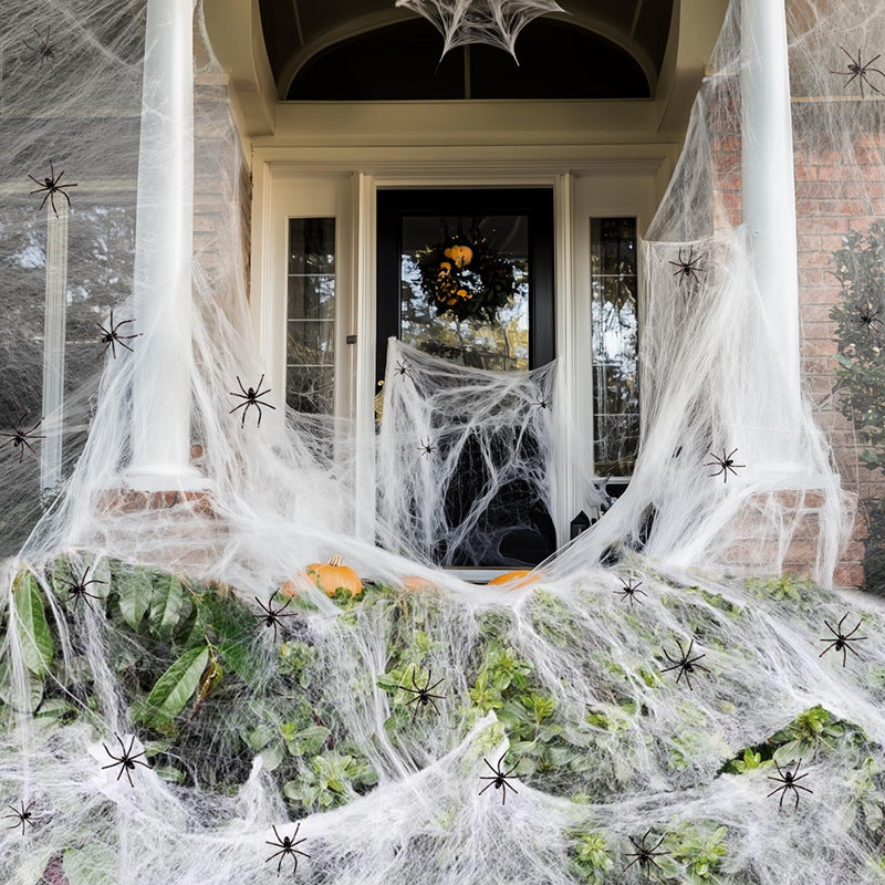Halloween Cotton Spider Web Decoration Spooky Atmosphere Party Layout Props