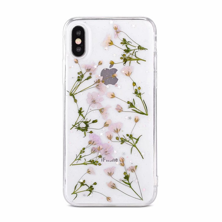 Real Flower Iphone Case Transparent TPU Anti Drop Cover