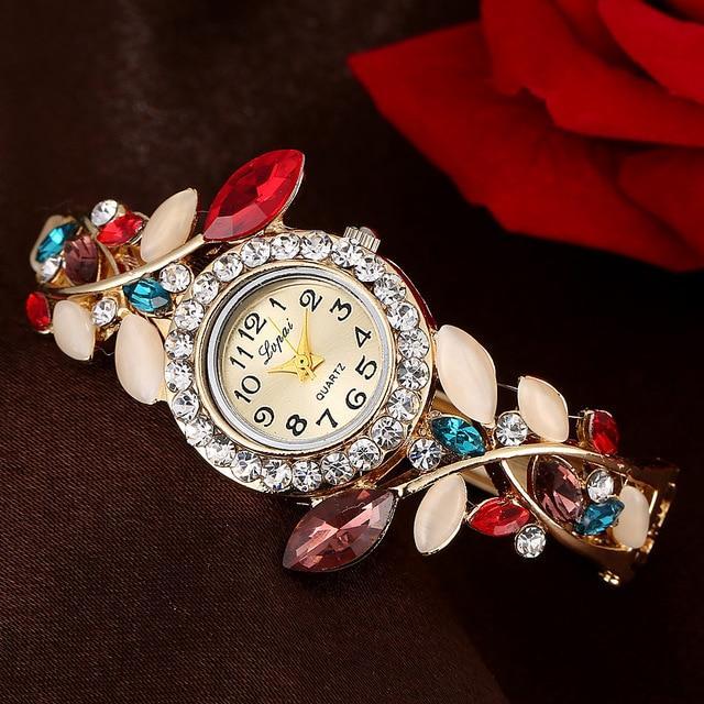 Trendy Diamond Colorful Crystal Womens Bracelet Watch