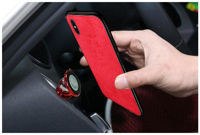 Magnetic Fabric Silicone Phone Case Velvet For iPhone