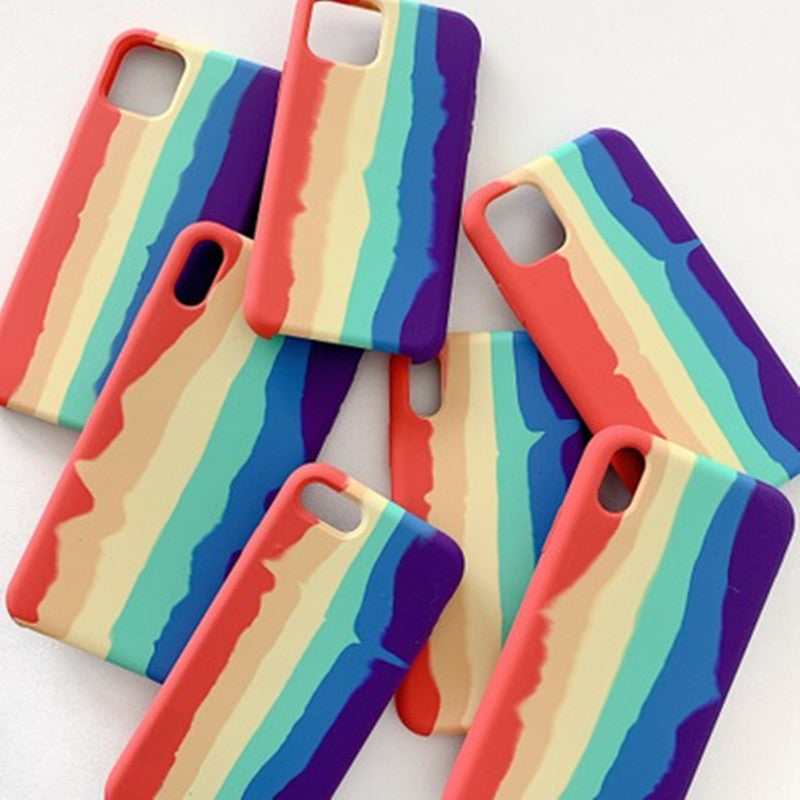 Apple Iphone Rainbow Liquid Silicone Phone Case Back Cover