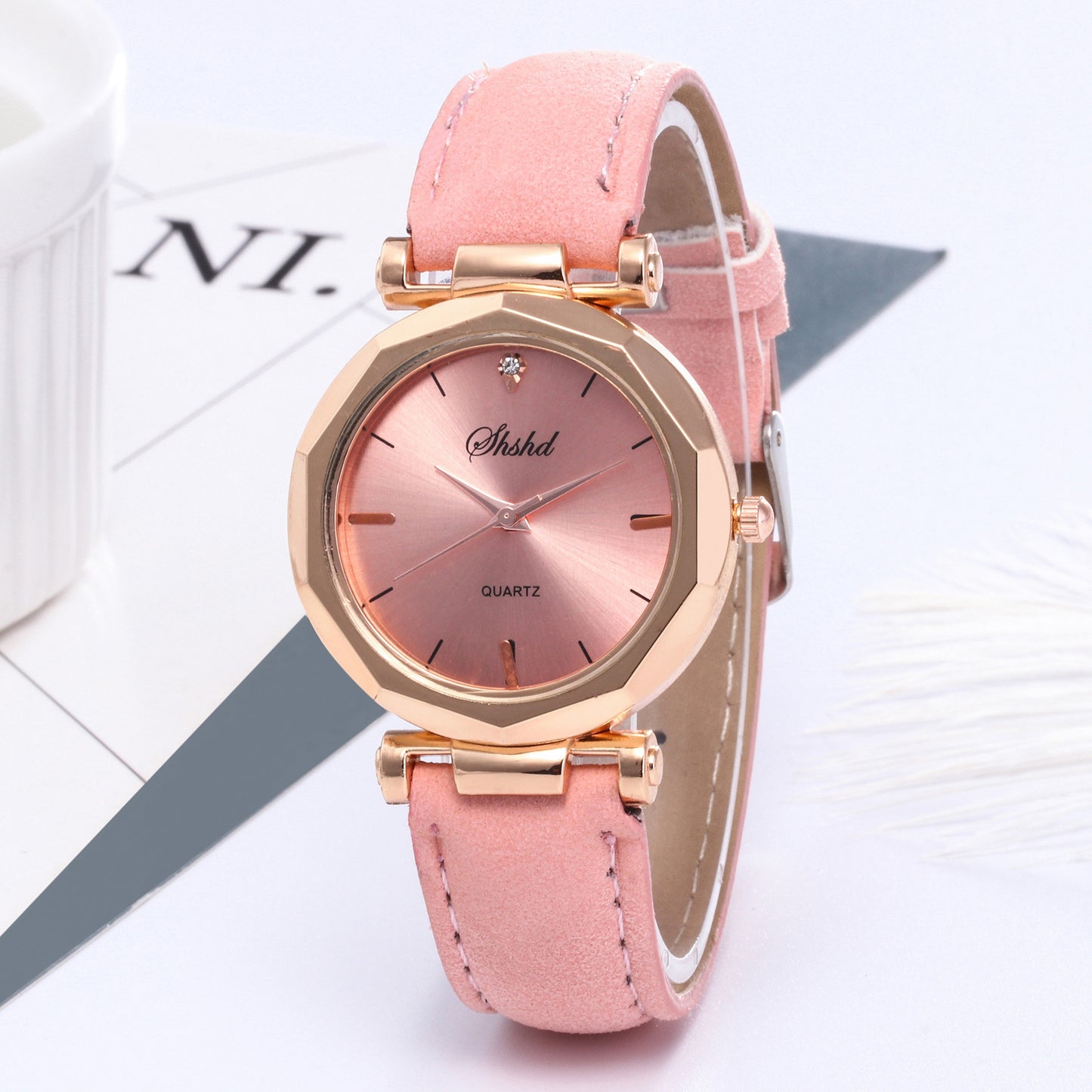 Ladies Casual Watches Korean Style White Dial Strap