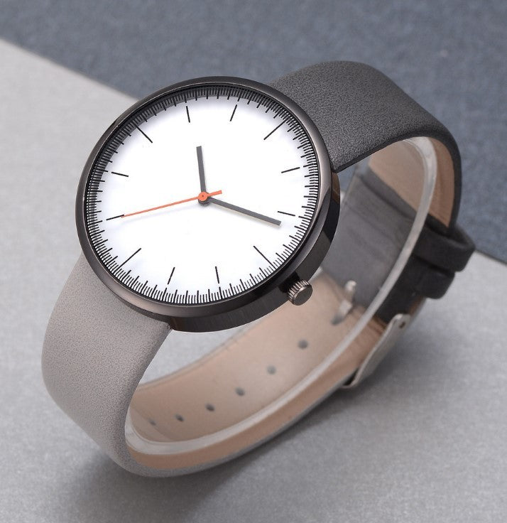 Gray PU Leather Quartz Watch for Women Casual Wrist Watch