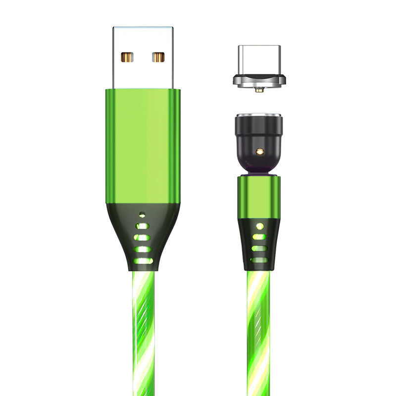 540° Rotating Luminous Magnetic USB Cable 3A Fast Charge LED Flow Cord