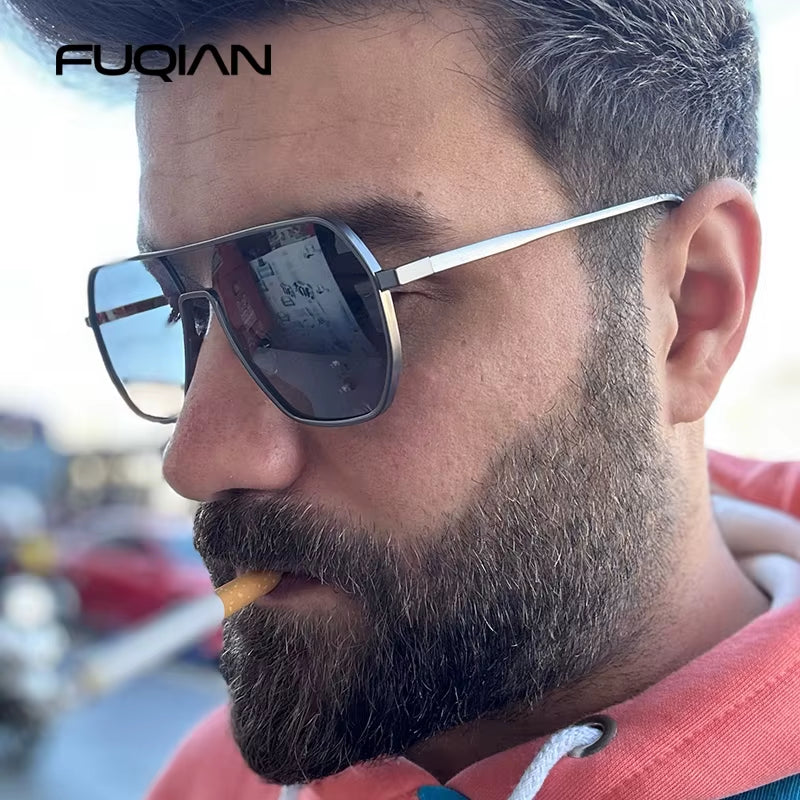 Luxury Metal Photochromic Sunglasses Men Women Fashion Polarized Sun Glasses Stylish Chameleon Anti-Glare Driving Shades UV400