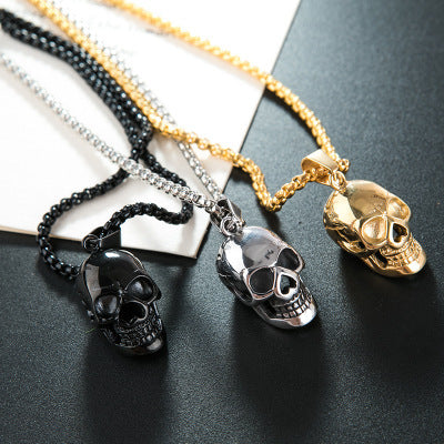 Halloween Skull Necklace Men Punk Style Titanium Steel Pendant Fashion Accessory