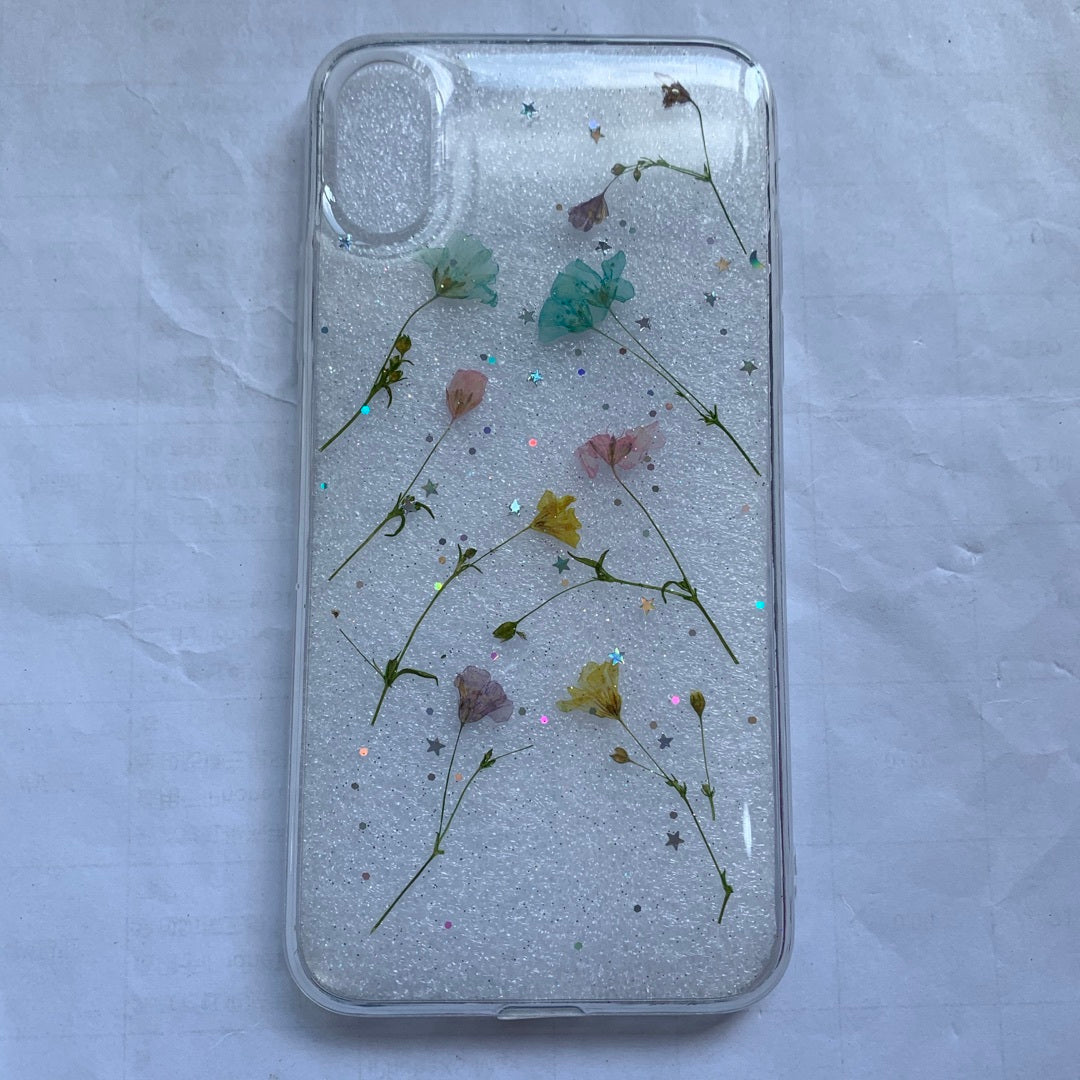 Real Flower Iphone Case Transparent TPU Anti Drop Cover
