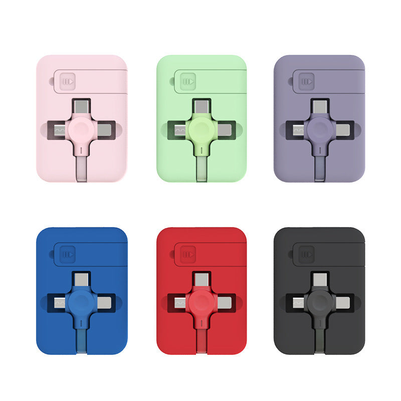 4 In 1 Retractable USB Cable Macaron Style Type C Stand