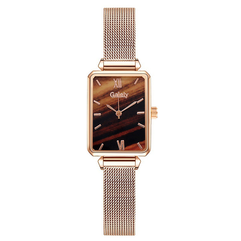 Alloy Mesh Belt Small Green Watch Korean Fashion Ladies Square Head Quartz Watch