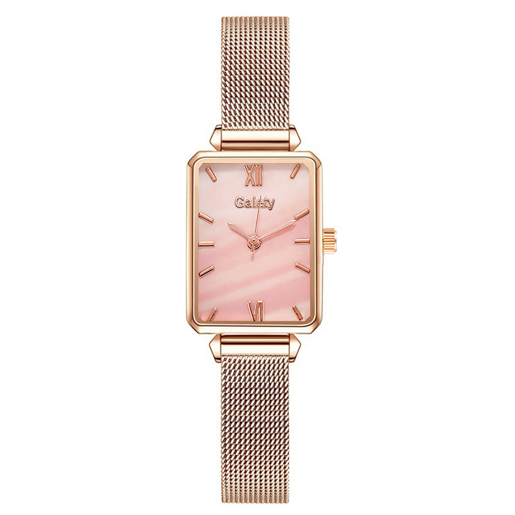 Alloy Mesh Belt Small Green Watch Korean Fashion Ladies Square Head Quartz Watch