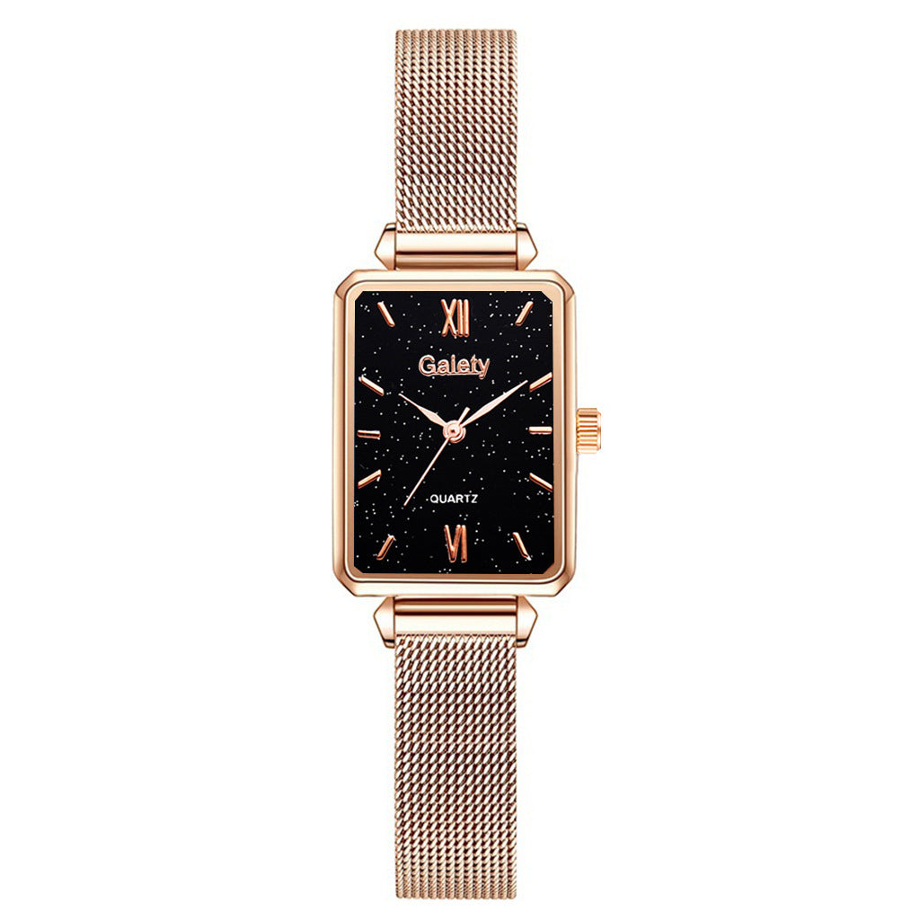 Alloy Mesh Belt Small Green Watch Korean Fashion Ladies Square Head Quartz Watch