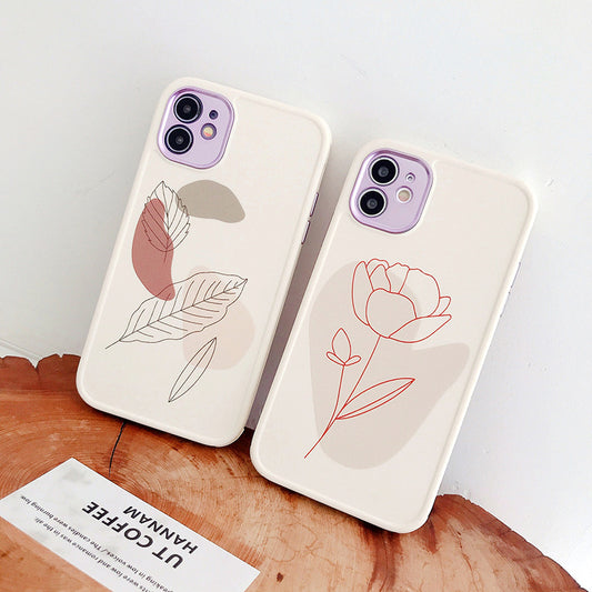 Vintage Leaf Flower IPhone Case TPU Shockproof Back Cover