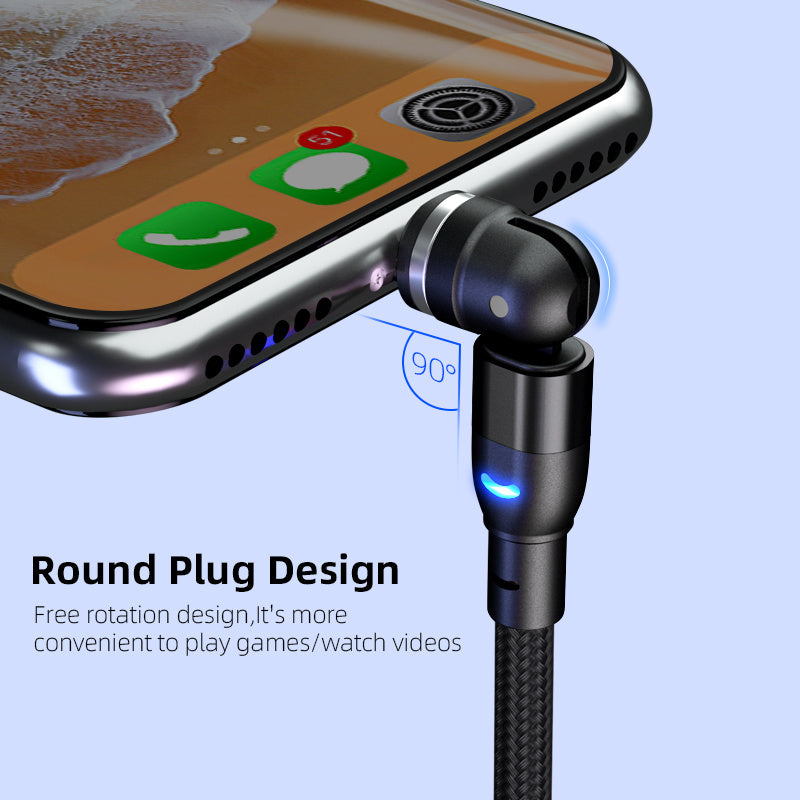 Three In One Magnetic Charging Cable 540 Degree Bent 1m