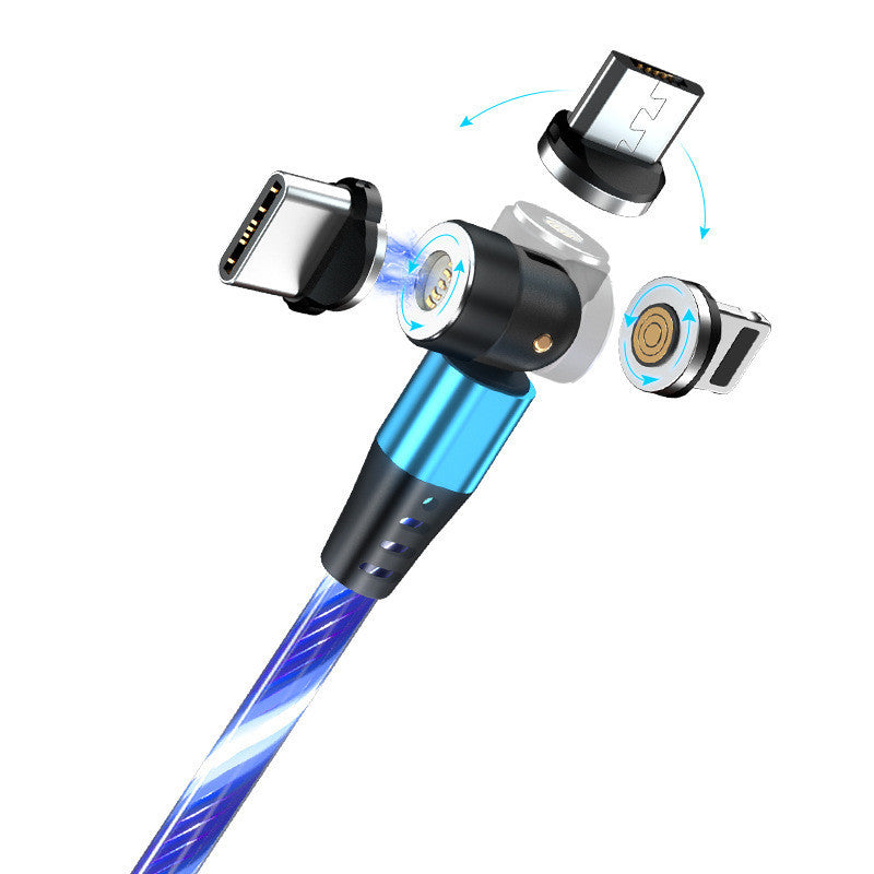 540° Rotating Luminous Magnetic USB Cable 3A Fast Charge LED Flow Cord