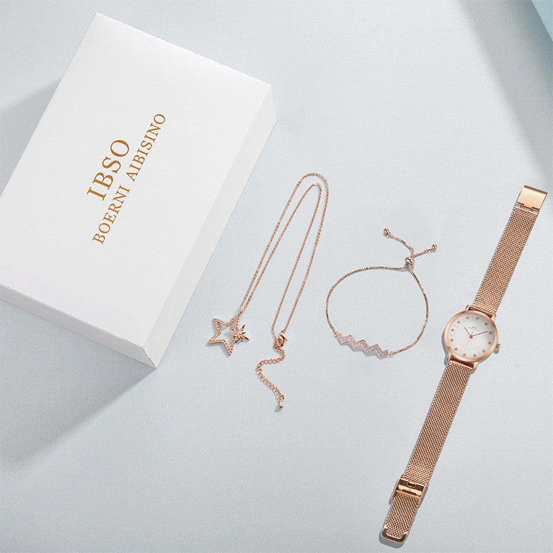 Fashion Five Point Star Dial Quartz Watch For Ladies 30M