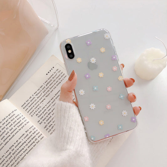 TPU Love Heart Flower Transparent Phone Case Cute Cover for iPhone 6–12 Pro Max