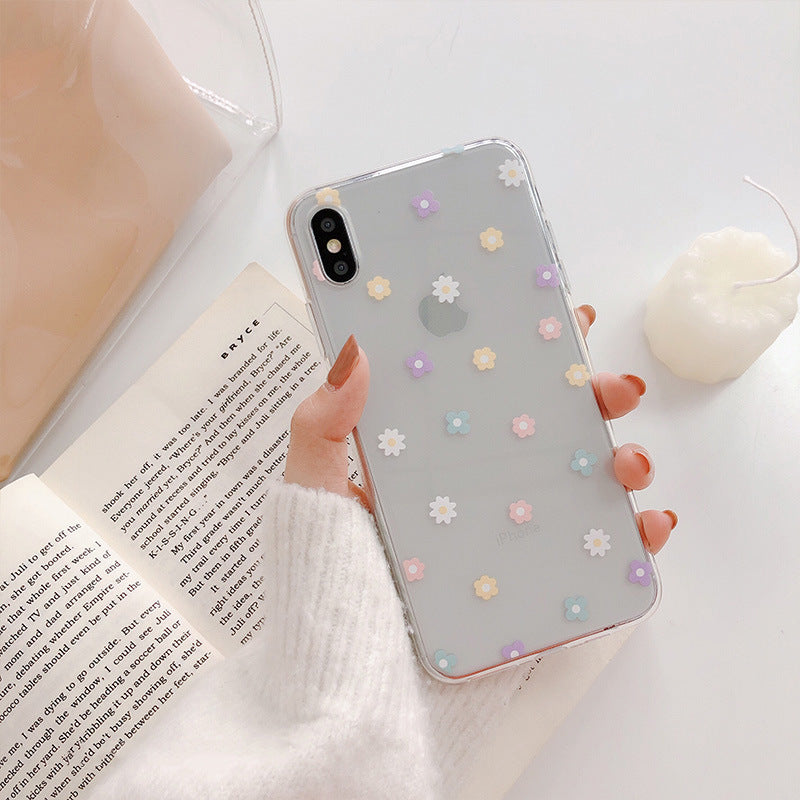 TPU Love Heart Flower Transparent Phone Case Cute Cover for iPhone 6–12 Pro Max