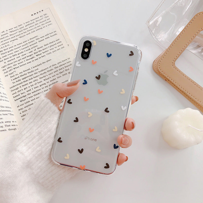 TPU Love Heart Flower Transparent Phone Case Cute Cover for iPhone 6–12 Pro Max