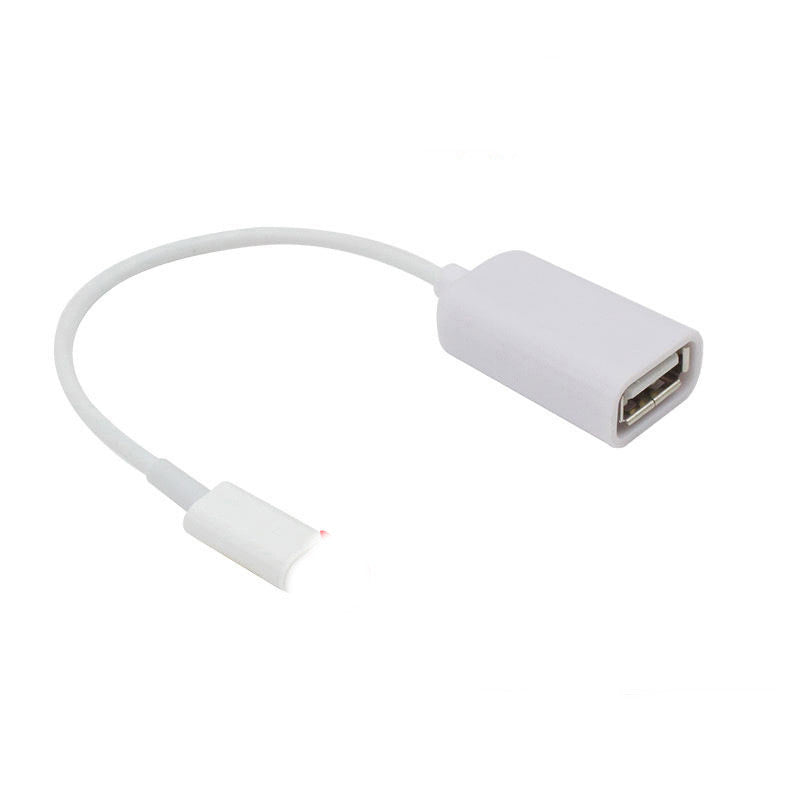 USB A Female to Lightning 8Pin OTG Adapter Cable 17cm White